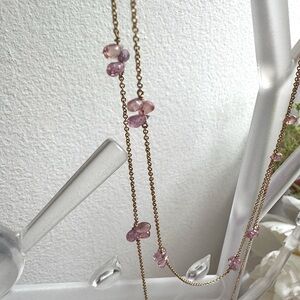 Pink Sapphire drops station necklace